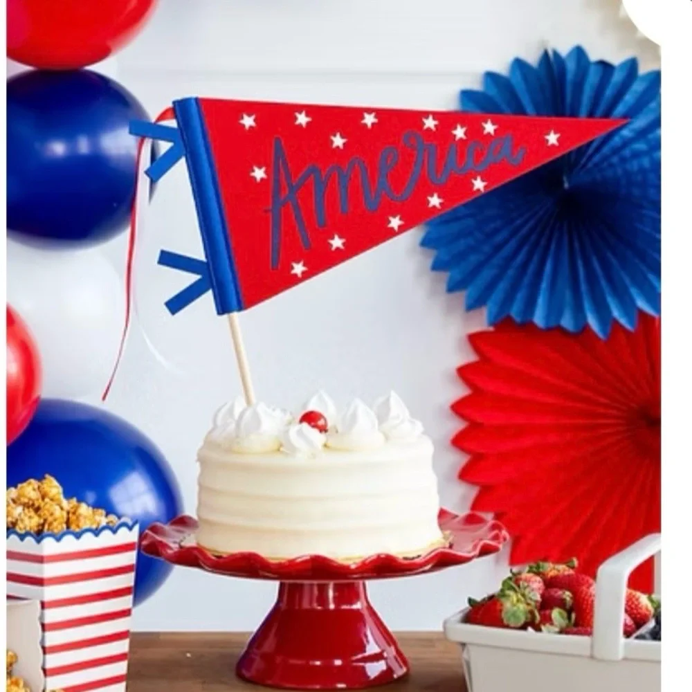 Felt America Red Pennant Flag - Party Decoration Stars Ribbon July 4th USA